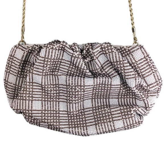 NWOT Loeffler Randall Mini Analeigh Plaid Beaded Twisted Chain Clutch - Picture 3 of 14